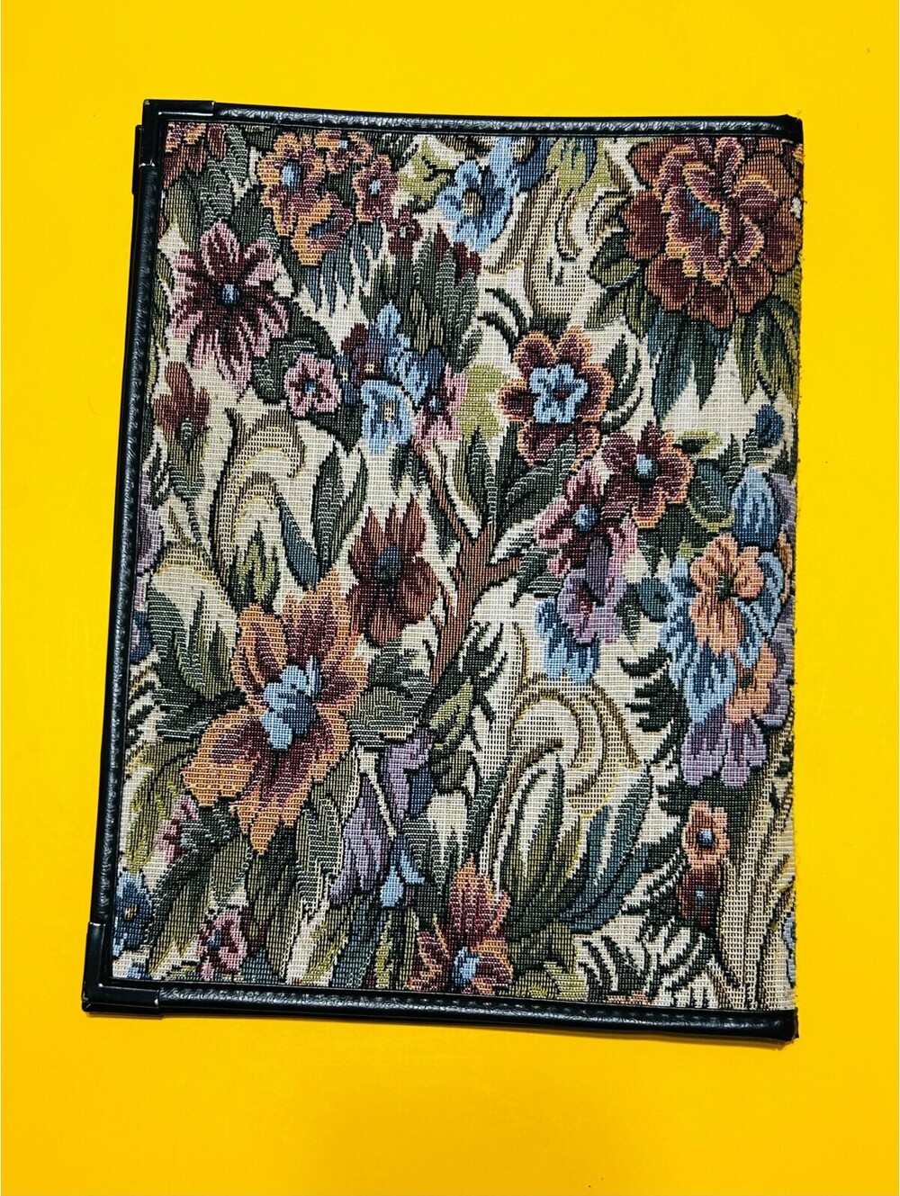 VTG 90s Floral Tapestry Padfolio Zipper Binder Portfolio Organizer Cottagecore